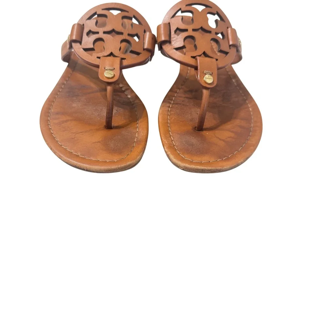 Tory Burch Miller Sandals Womens‎  Vintage Vachetta Tan Leather Good Condition